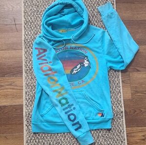 Aviator Nation Small Turquoise Hoodie
